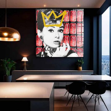 DOTCOMCANVAS® Acrylglasbild Audrey Hepburn Drink - Acrylglas, Acrylglasbild Audrey Hepburn Coca Cola Pop Art Wandbild