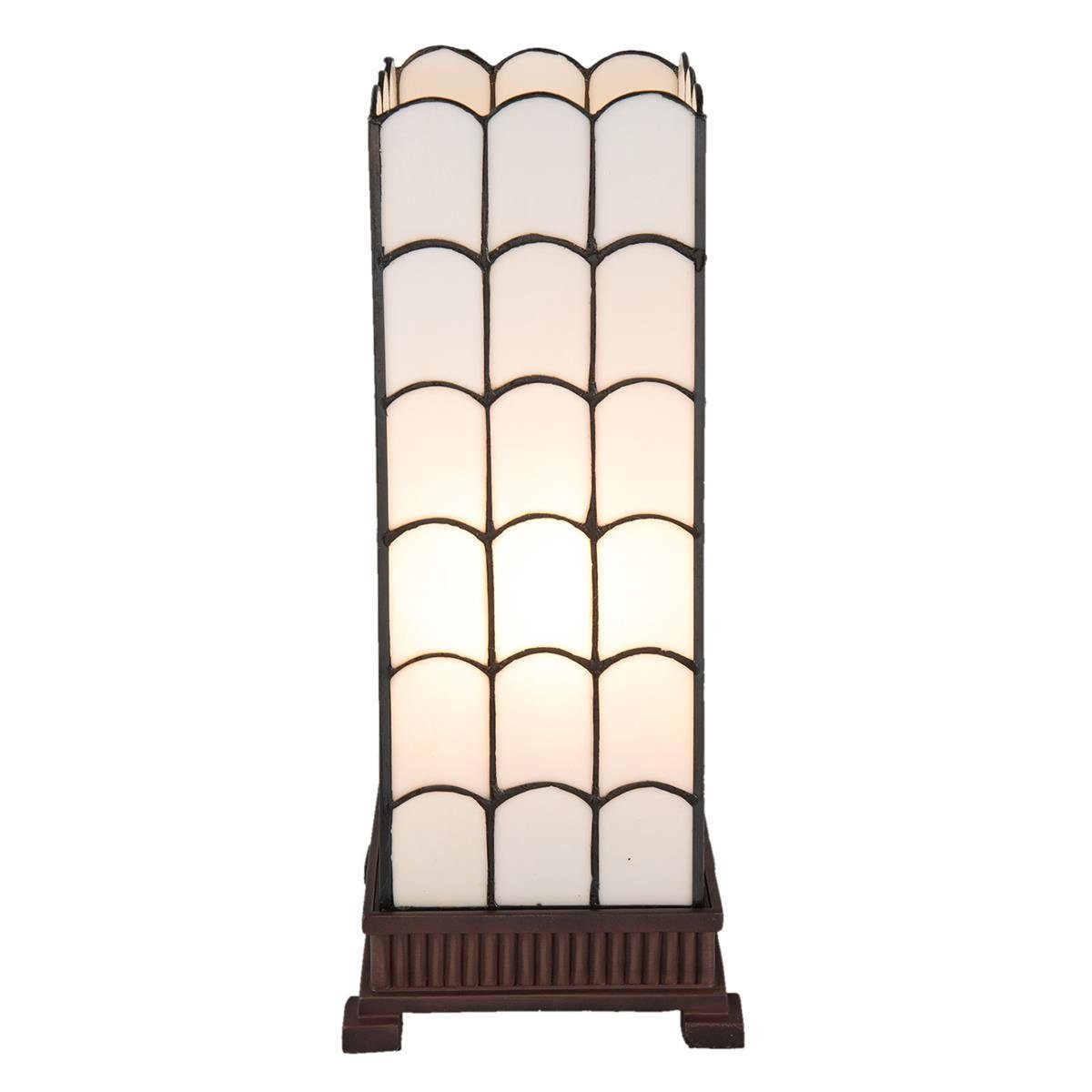 Clayre & Eef Schreibtischlampe Clayre & Eef Tischlampe Lampe Tiffanylampe Tiffany Weiß Glas Polyresin, Tiffanylampe, ohne Leuchtmittel, abhängig vom Leuchtmittel
