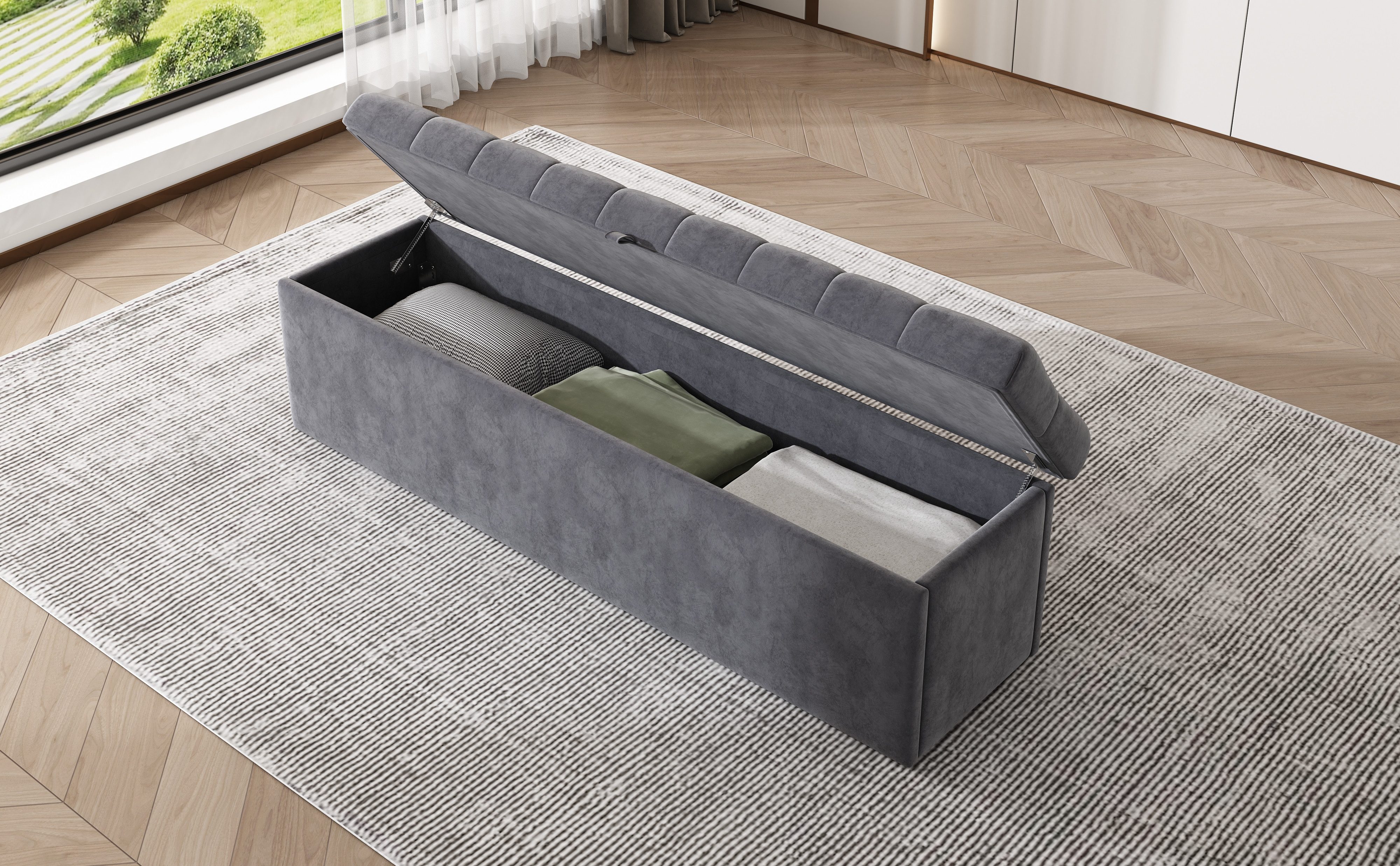 STILVORA Polsterbett 138x41x42cm Sitzbank mit Stauraum, günstig online kaufen