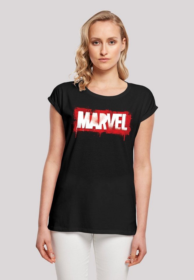 F4NT4STIC Kurzarmshirt Damen Marvel Spray Logo with Ladies Extended  Shoulder Tee (1-tlg), Stylisches T-Shirt aus angenehmer Baumwollmischung