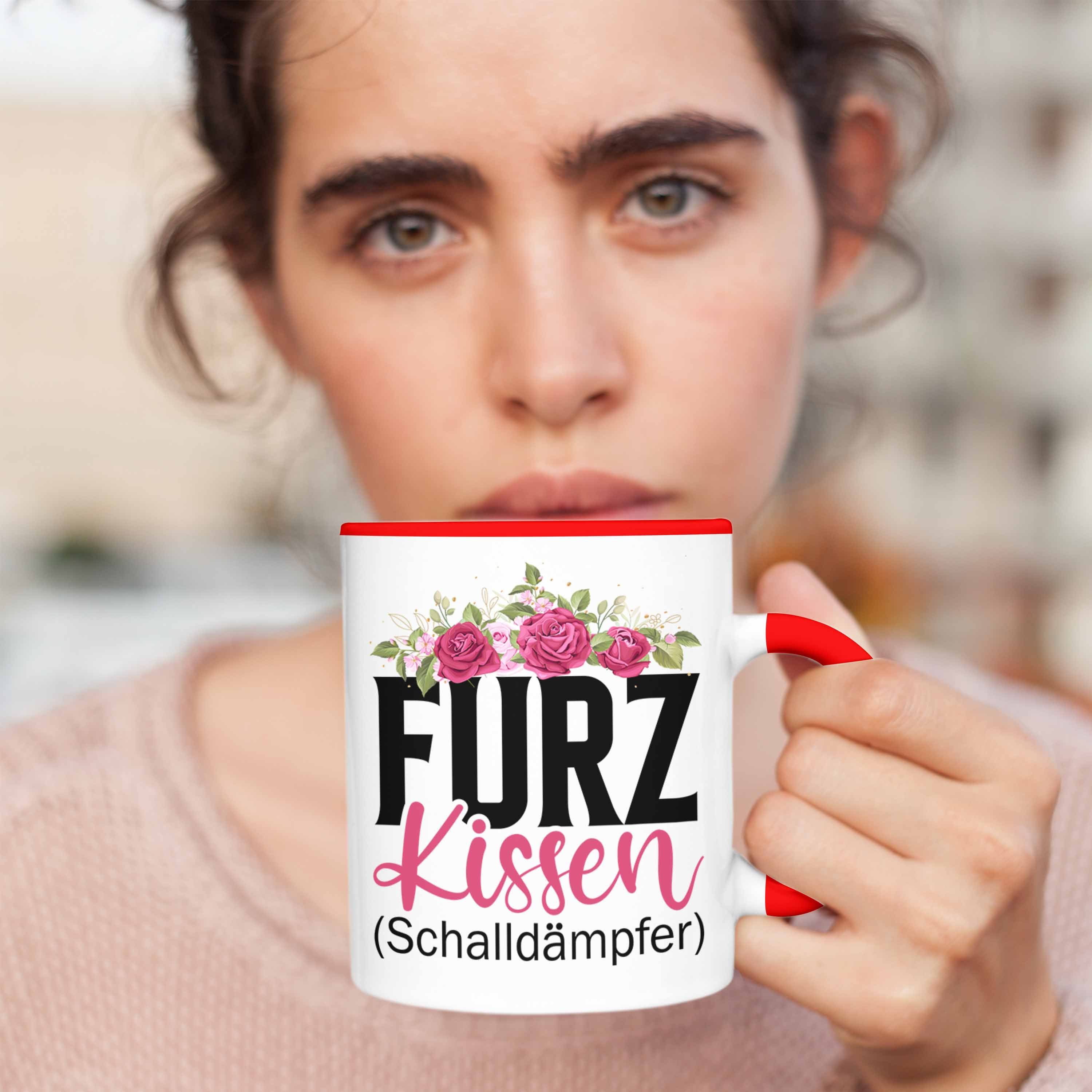 Trendation Tasse Trendation Geschenkidee Furzkissen Rot Lustiger Männer - Tasse Lustige Gag Schalldämpfer