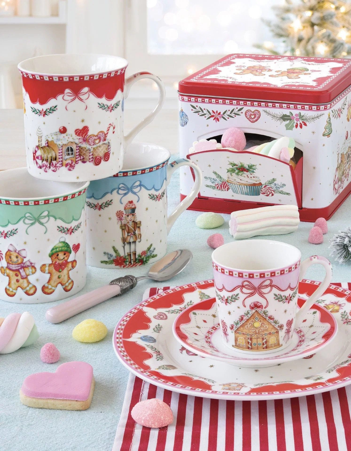 EasyLife Espressotasse SWEC0126 - Sweet Christmas mit Untertasse, 100 ml, 6er SET, 6-tlg.
