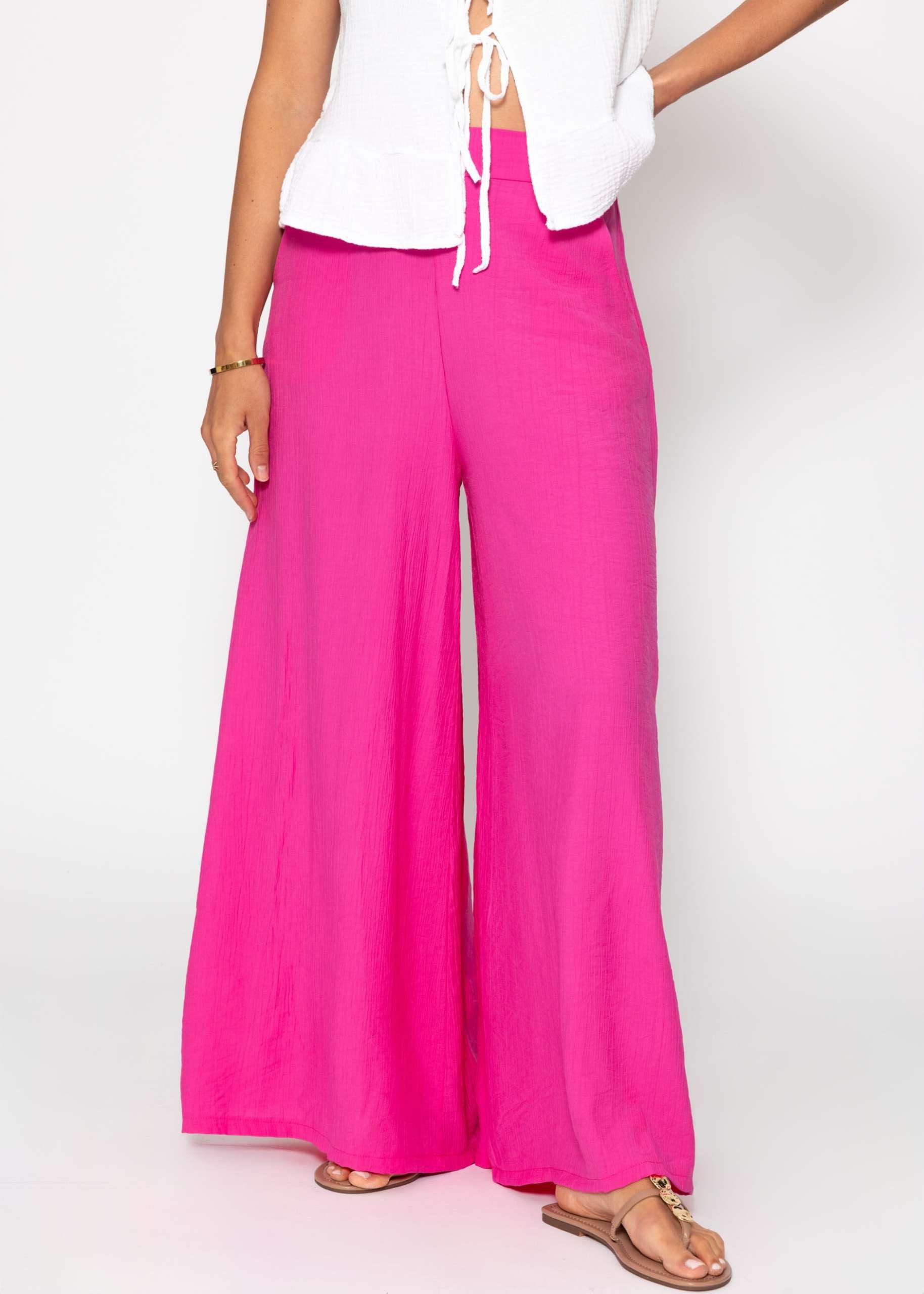 SASSYCLASSY Stoffhose Lässige Hose Damen in Crincle-Optik Stoffhose mit Gum günstig online kaufen