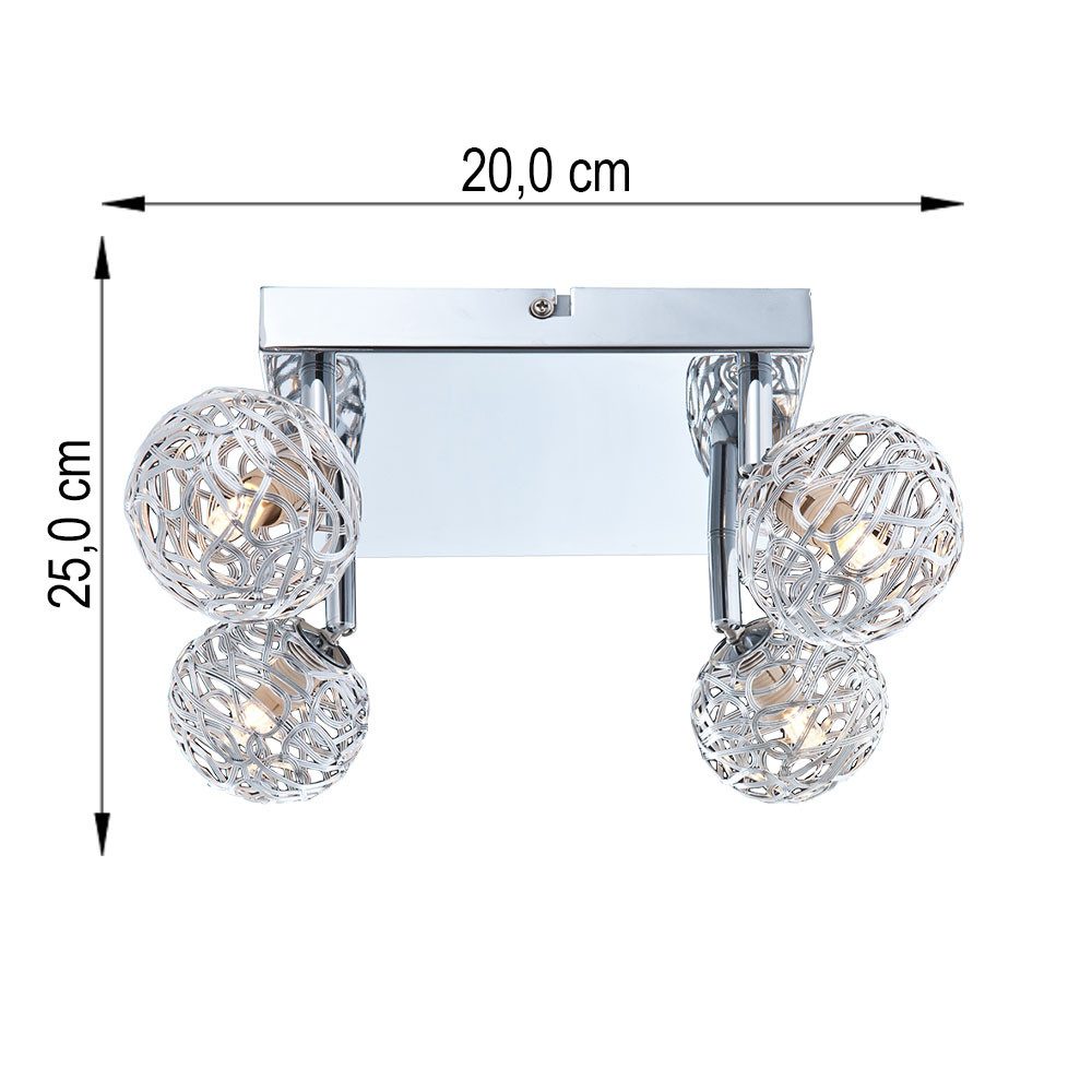 GLOBO LIGHTING LED Deckenleuchte, Leuchtmittel nicht inklusive, Deckenleuchte Kugeln chrom Wohnzimmerlampe Deckenlampe Geflecht