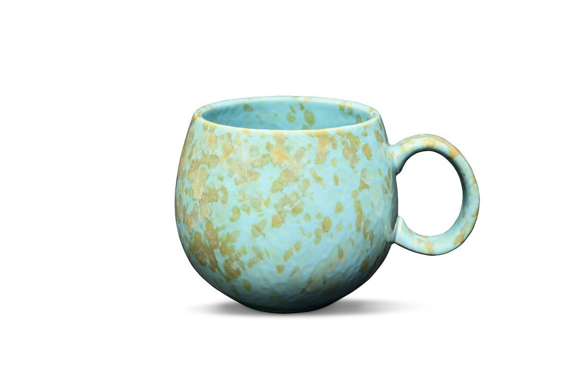 MAOCI teaware for your life Tasse Jumbotasse türkis ocker Keramik 0,5 L, 1-tlg.