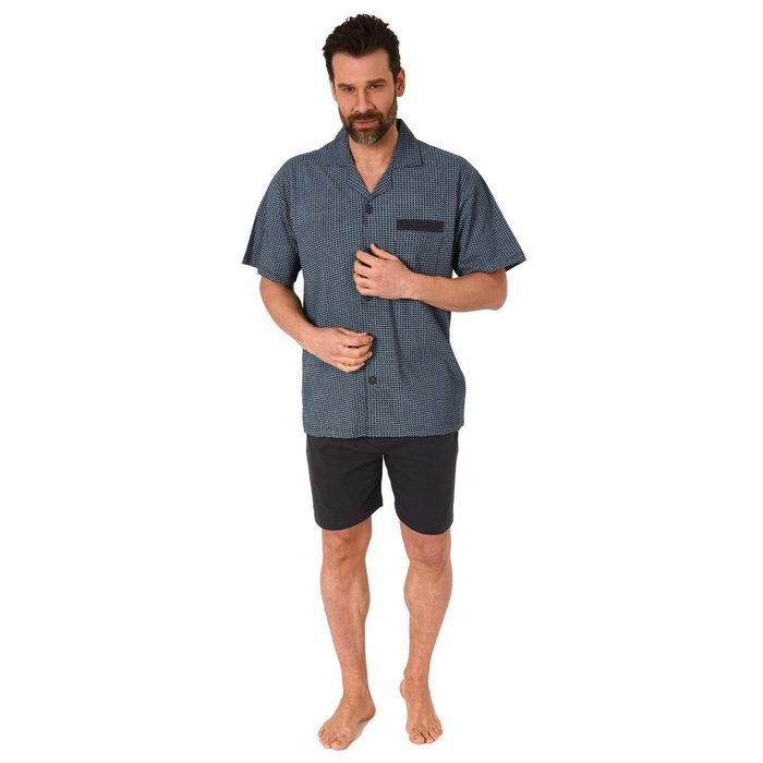 Normann Pyjama Herren Schlafanzug kurzarm Shorty Pyjama zum durchknöpfen auch in Übergrössen - 122 512