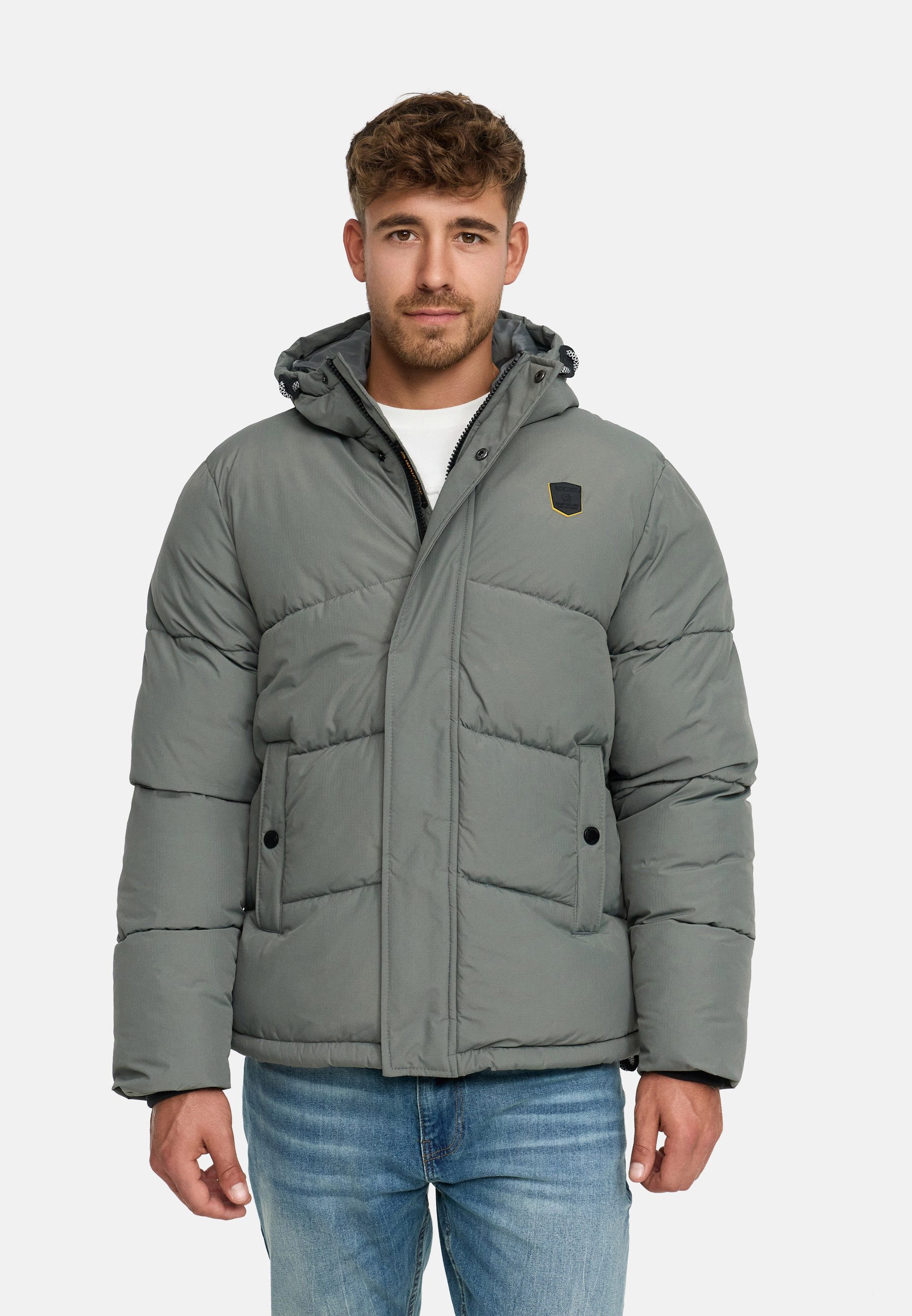 Indicode Winterjacke Herren INLaurits Jacket Herrenjacke Daunen-Optik mit Kapuze und sportiver Steppoptik