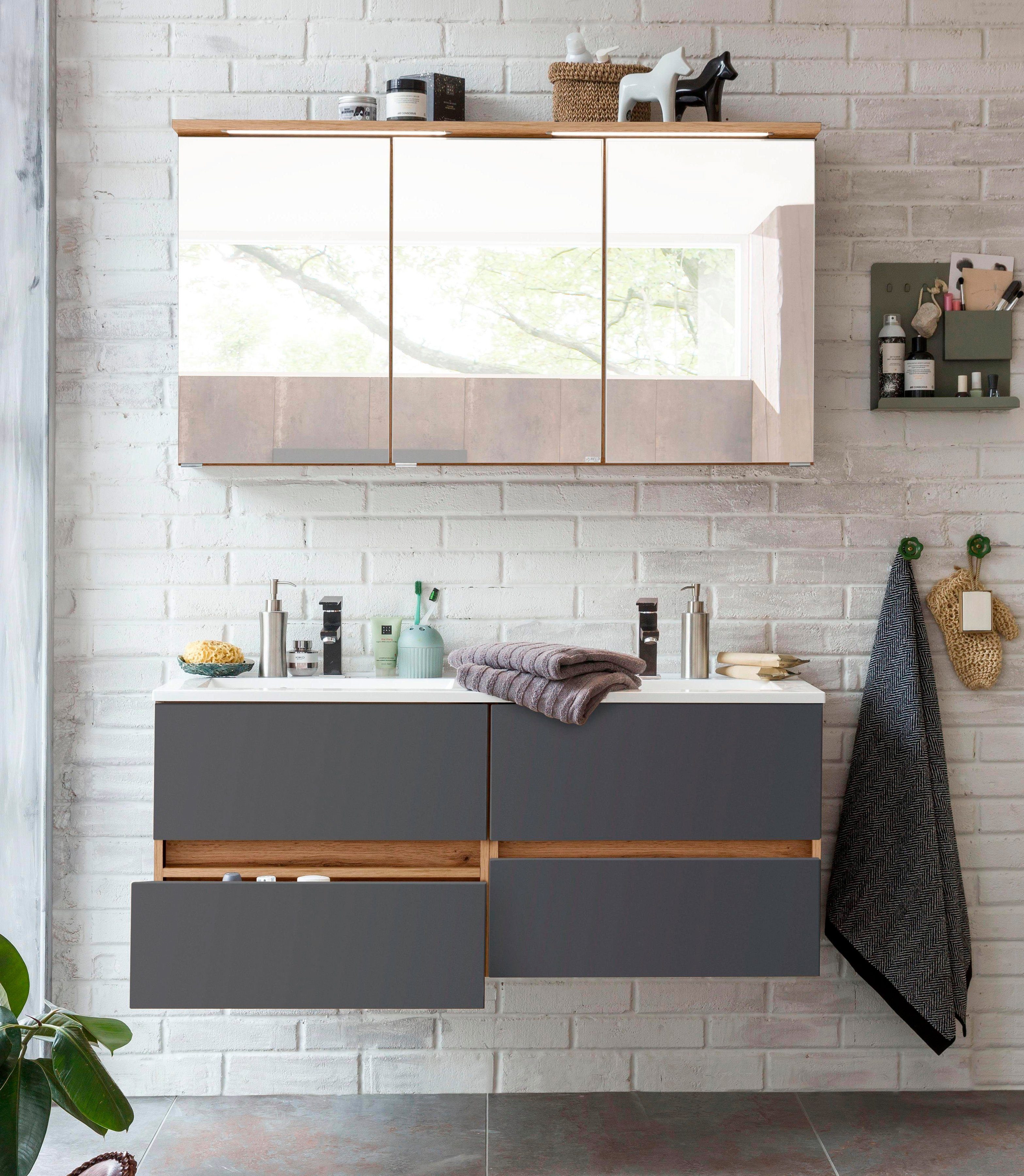 welltime Badmöbel-Set Lucca, (2-St), Doppelwaschtisch, Breite 120 cm günstig online kaufen