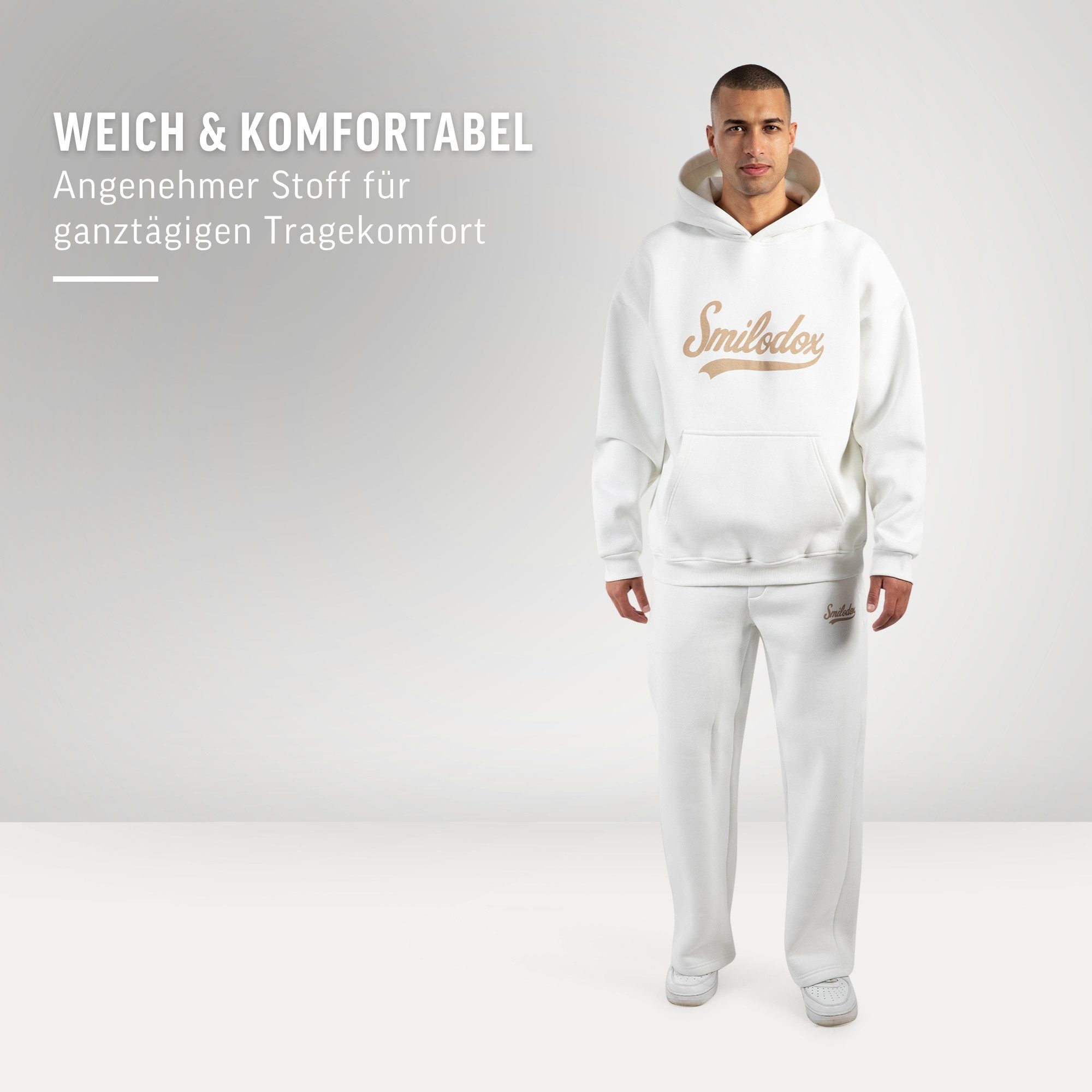 Smilodox Jogginghose Lorik, Bequeme Sweathose, Logo-Detail, elastischem Bund mit Kordelzug seitliche Eingrifftaschen gerader Beinabschluss weiches Material