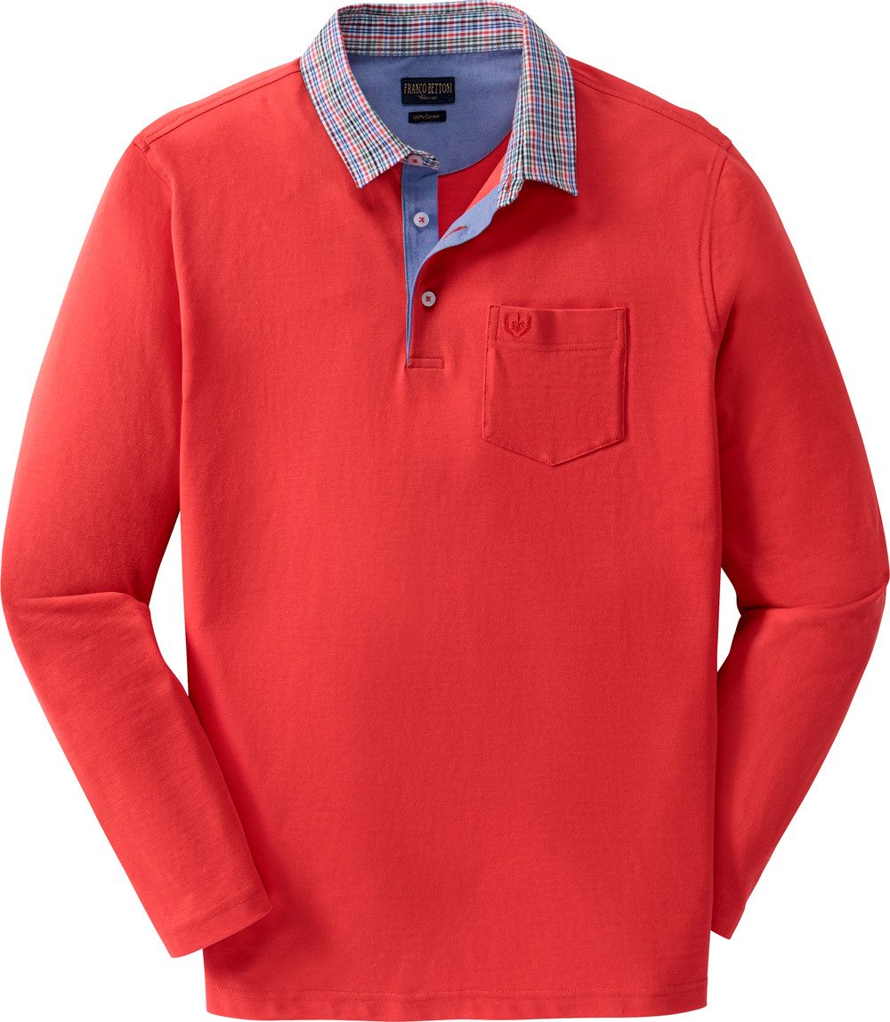 Franco Bettoni Langarm-Poloshirt Hohe Hautverträglichkeit durch 100% Baumwolle