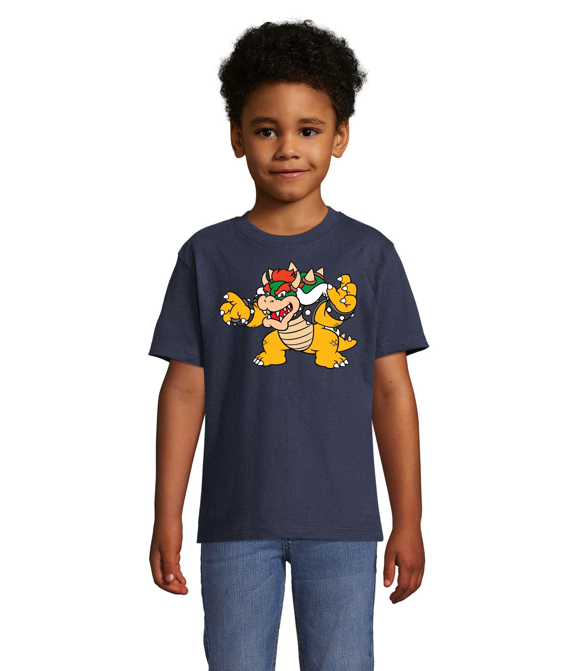 Nintendo T-Shirt Bowser Brownie Game Navyblau Kinder & Mario Luigi Blondie Konsole Gamer Yoshi
