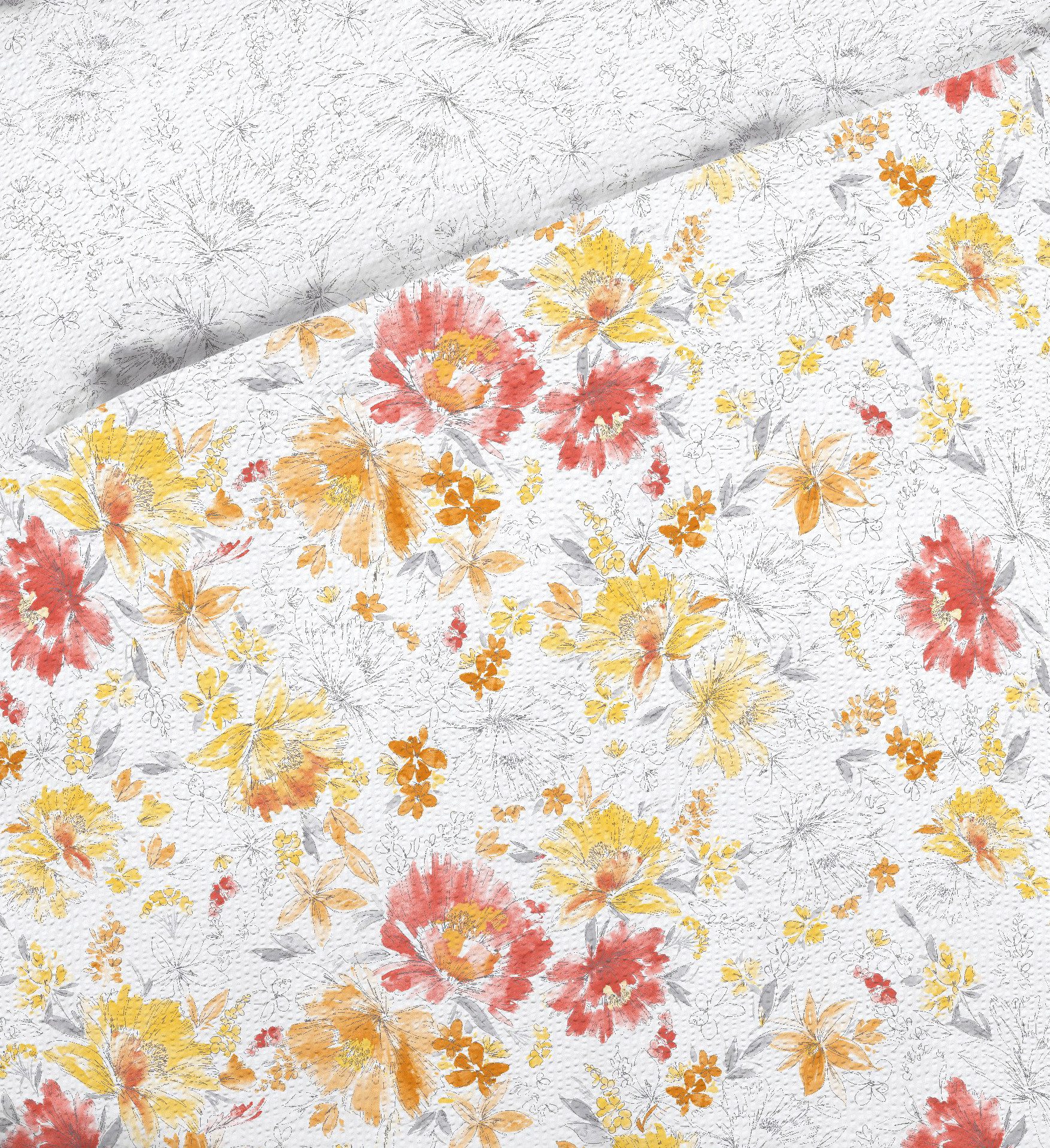 JACK Wendebettwäsche 155x220cm Vivienne Blüten Blumen Orange Bunt Kaeppel, Seersucker, 2 teilig, romatisches Design