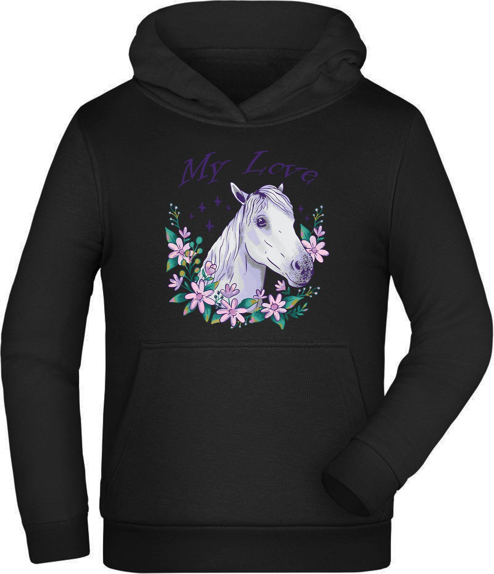 MyDesign24 Kapuzensweater Love Sweatshirt i169 Hoodie Hoodie Kapuzen My Pferde Pferdekopf mit Aufdruck, Kinder