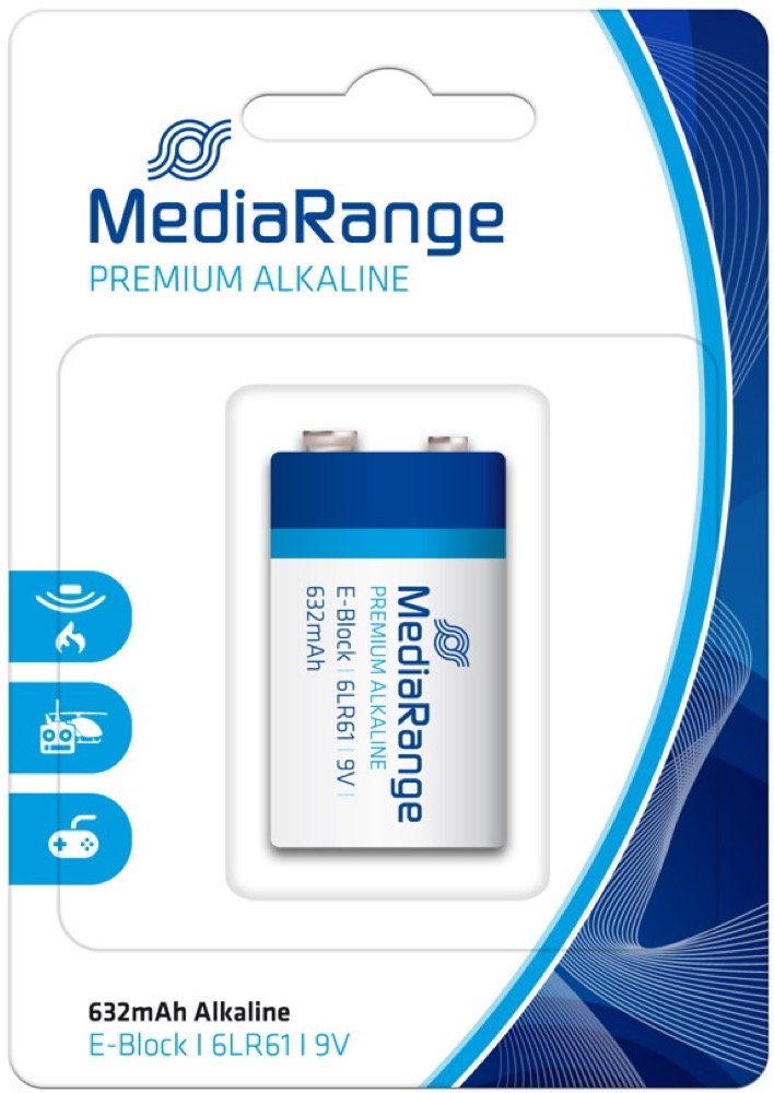 Alkaline 1 Premium Mediarange Blister 9V Block Batterie Batterie Mediarange