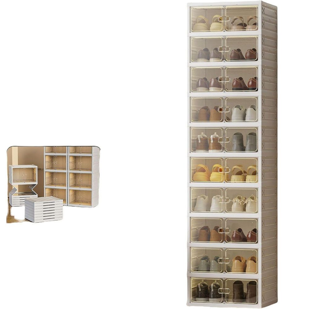 GarveeMore Schuhschrank Transparente Schuhregal Faltbares Schuhboxen Stapel günstig online kaufen