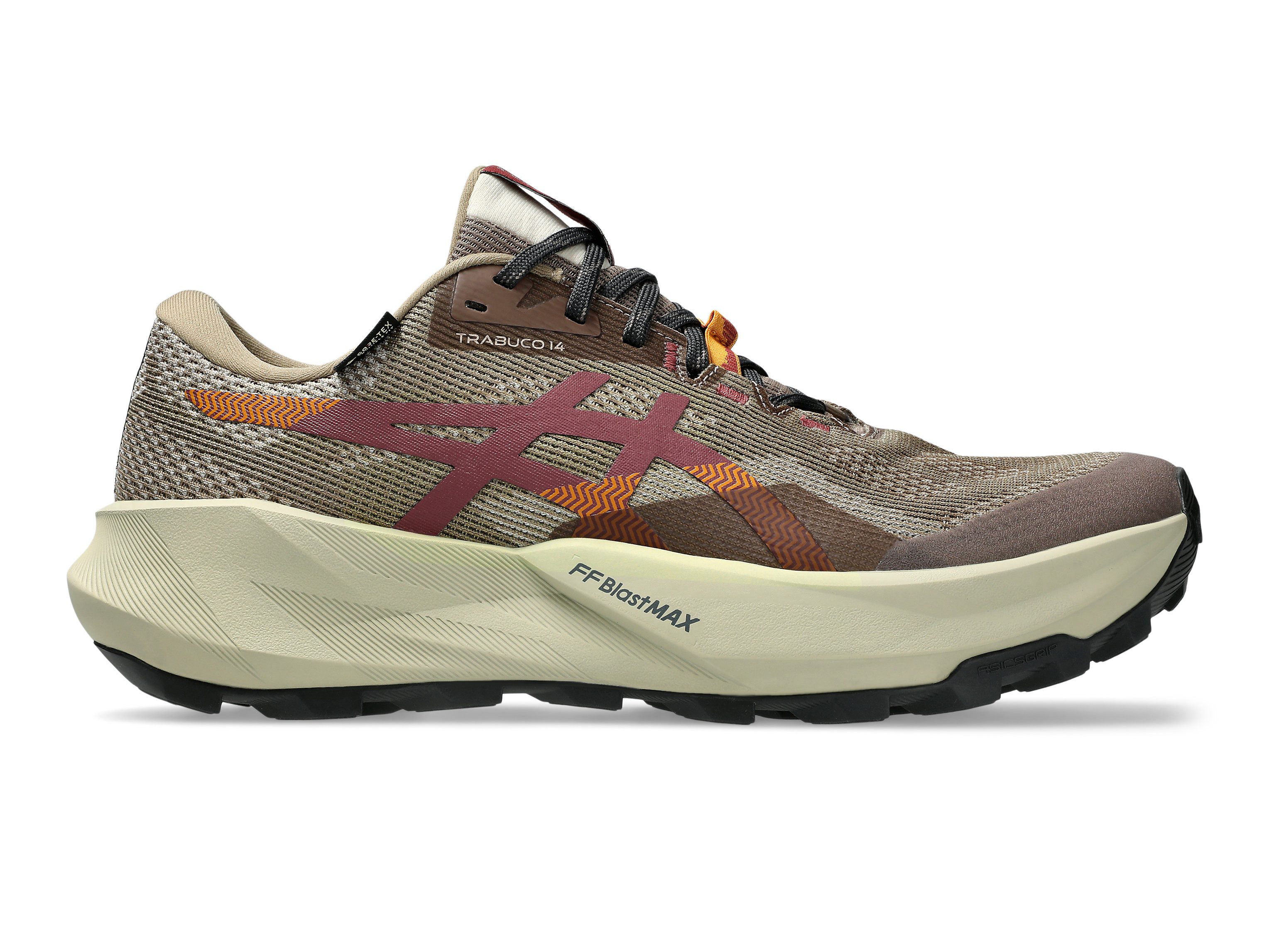 Asics TRABUCO 14 Gore-Tex Trailrunningschuh wasserdicht, profiliertes Gummi-Laufsohlenprofil, mit Schnürung