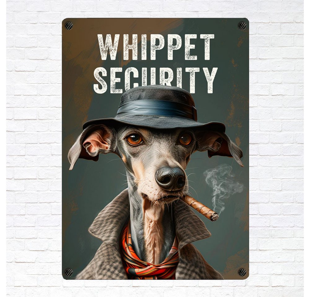 Thumbnail - Cadouri Warnschild Hundewarnschild 'Whippet Security' Hinweisschild mit Hunderasse, (Securityschild für den Hundehaushal...