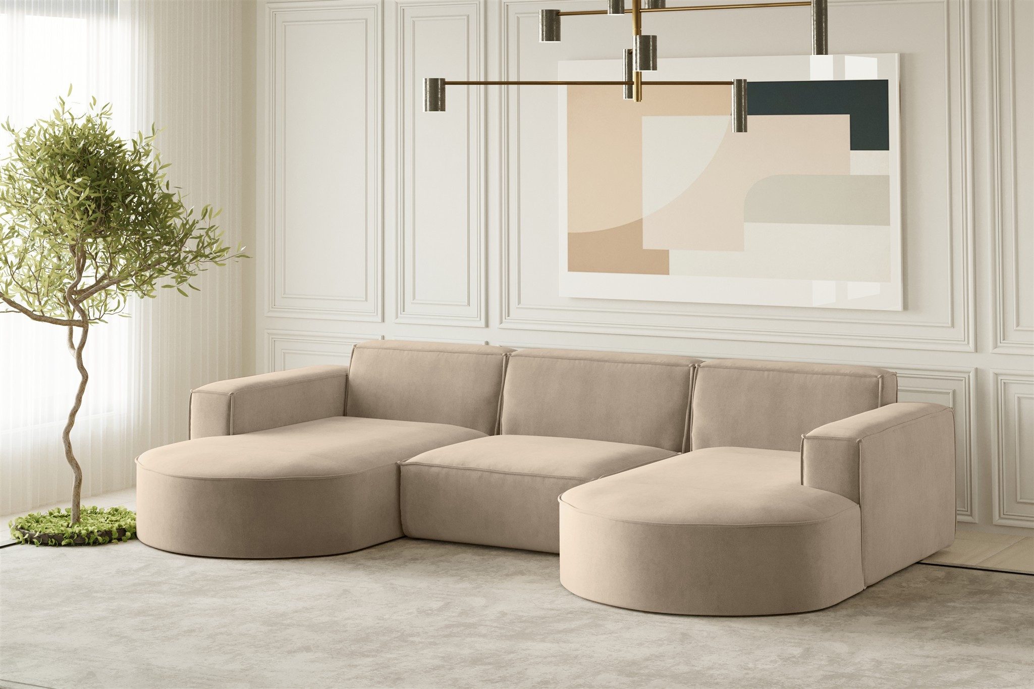 Fun Möbel Wohnlandschaft U-Form Sofa PALMA in Stoff in Stoff Noel und Scala, auch in Ausführung Gesamtbreite 382 cm erhältlich, Rundumbezug