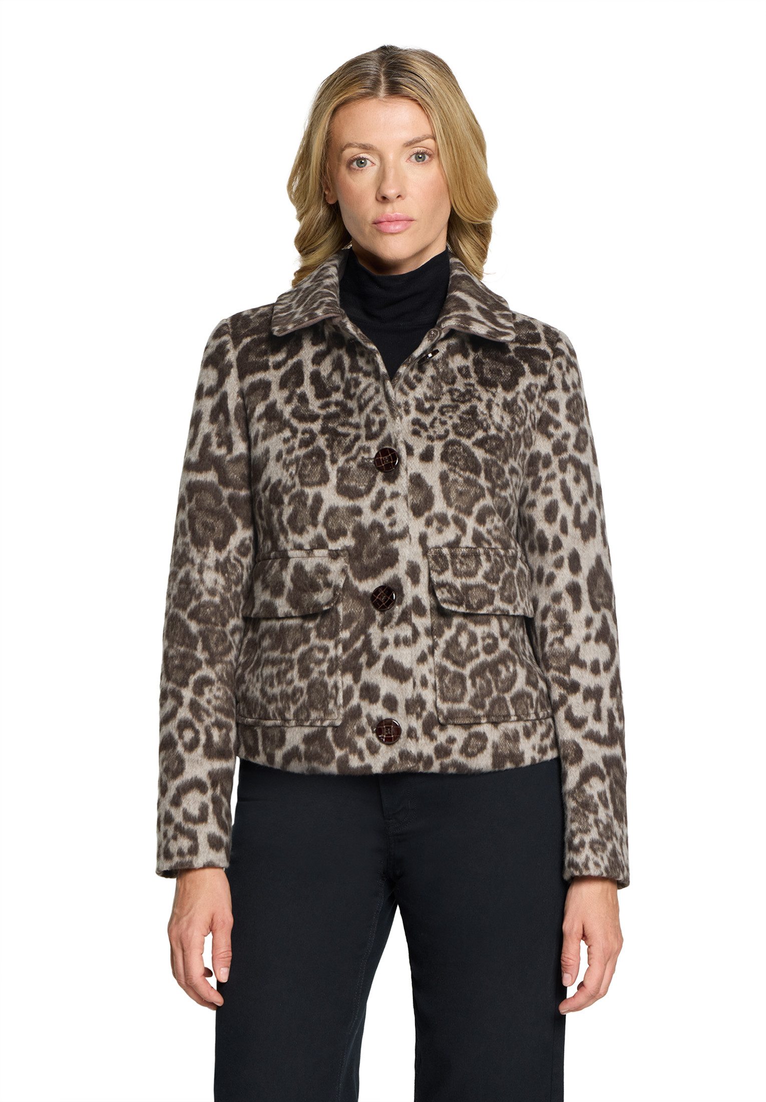 Gil Bret Fellimitatjacke im Leo-Look und mit Knopfverschluss
