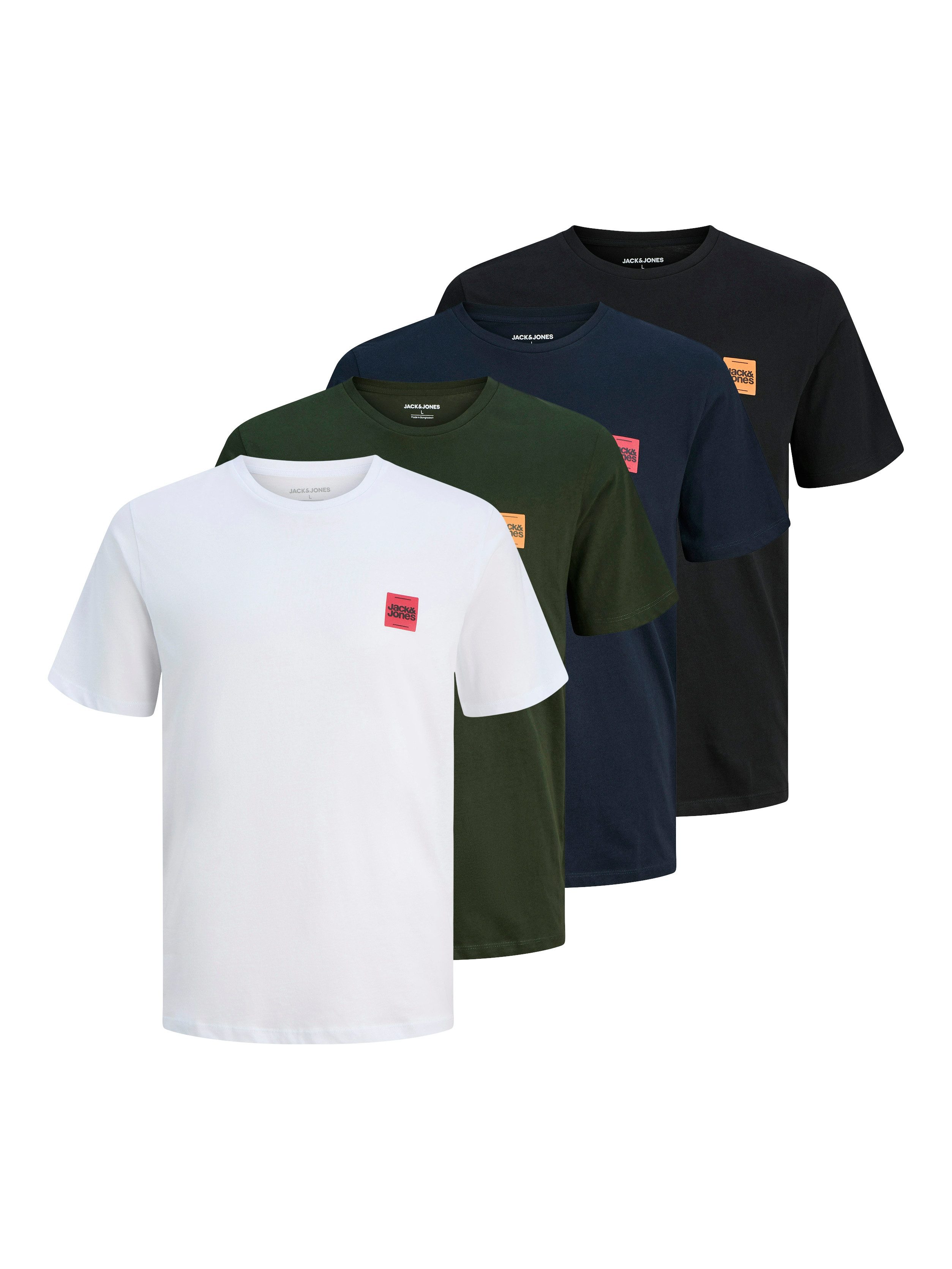 Jack & Jones Kurzarmshirt JJBRANDY TEE SS CREW NECK 4PK MP (Packung, 3-tlg) günstig online kaufen