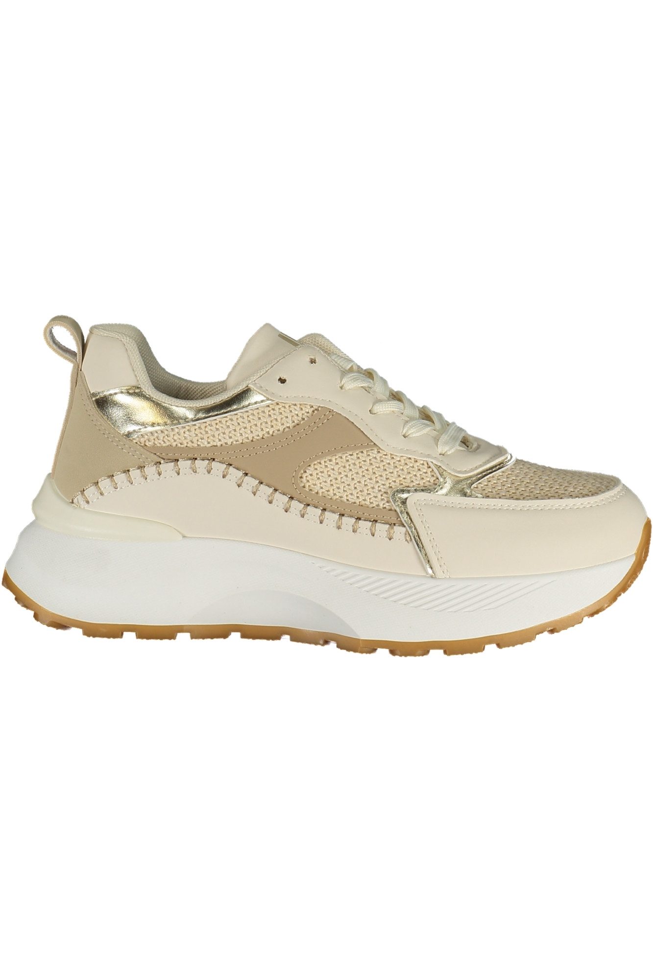 Laura Biagiotti Sneaker Eleganter Damensportschuh Beige mit Elfenbein-Gold
