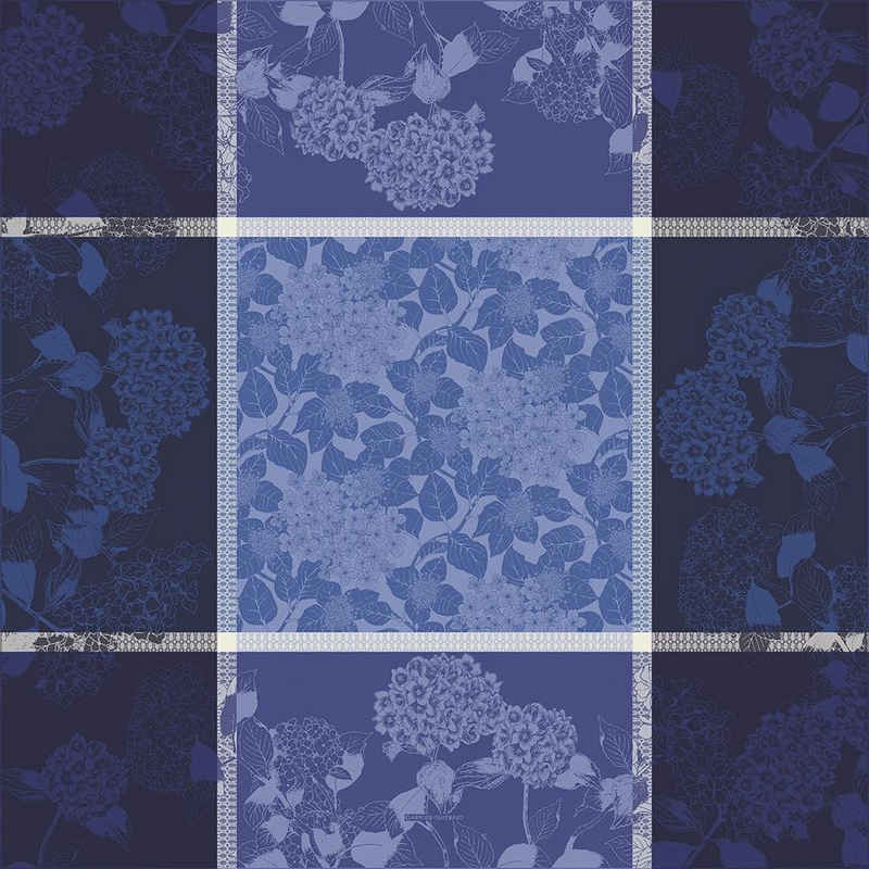 Garnier Thiebaut Tischdecke Tischdecke Hortensias Bleu 115x115 cm, jacquard-gewebt