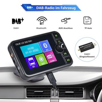 Hikity DAB+ Radioadapter für Autoradio Bluetooth Freisprechung Radio (2,4 Zoll LCD Display, AUX-Schnittstelle, FM-Transmitter, Bluetooth-Musik)