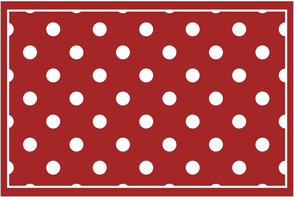 Fußmatte Türmatte Punkte rot weiß in 40x60 cm als Fussabtreter, matches21 HOME & HOBBY, rechteckig, Höhe: 5 mm, Rutschfester Türvorleger für innen als waschbare Schmutzfangmatte