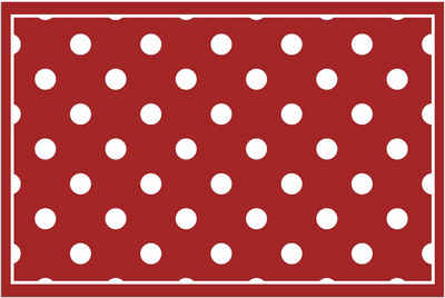 Fußmatte Türmatte Punkte rot weiß in 40x60 cm als Fussabtreter, matches21 HOME & HOBBY, rechteckig, Höhe: 5 mm, Rutschfester Türvorleger für innen als waschbare Schmutzfangmatte