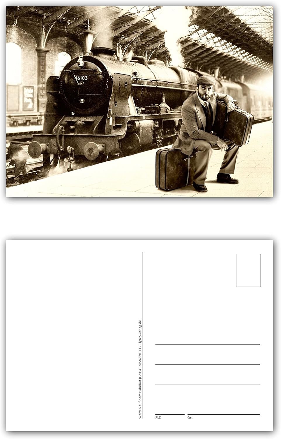 LYSCO Ansichtskarte Postkarten Oldtimer-Motive Lok Flugzeug Zug DIN A6 (105 x 148 mm), besonders gut beschreibbar mit allen Schreibmaterialien