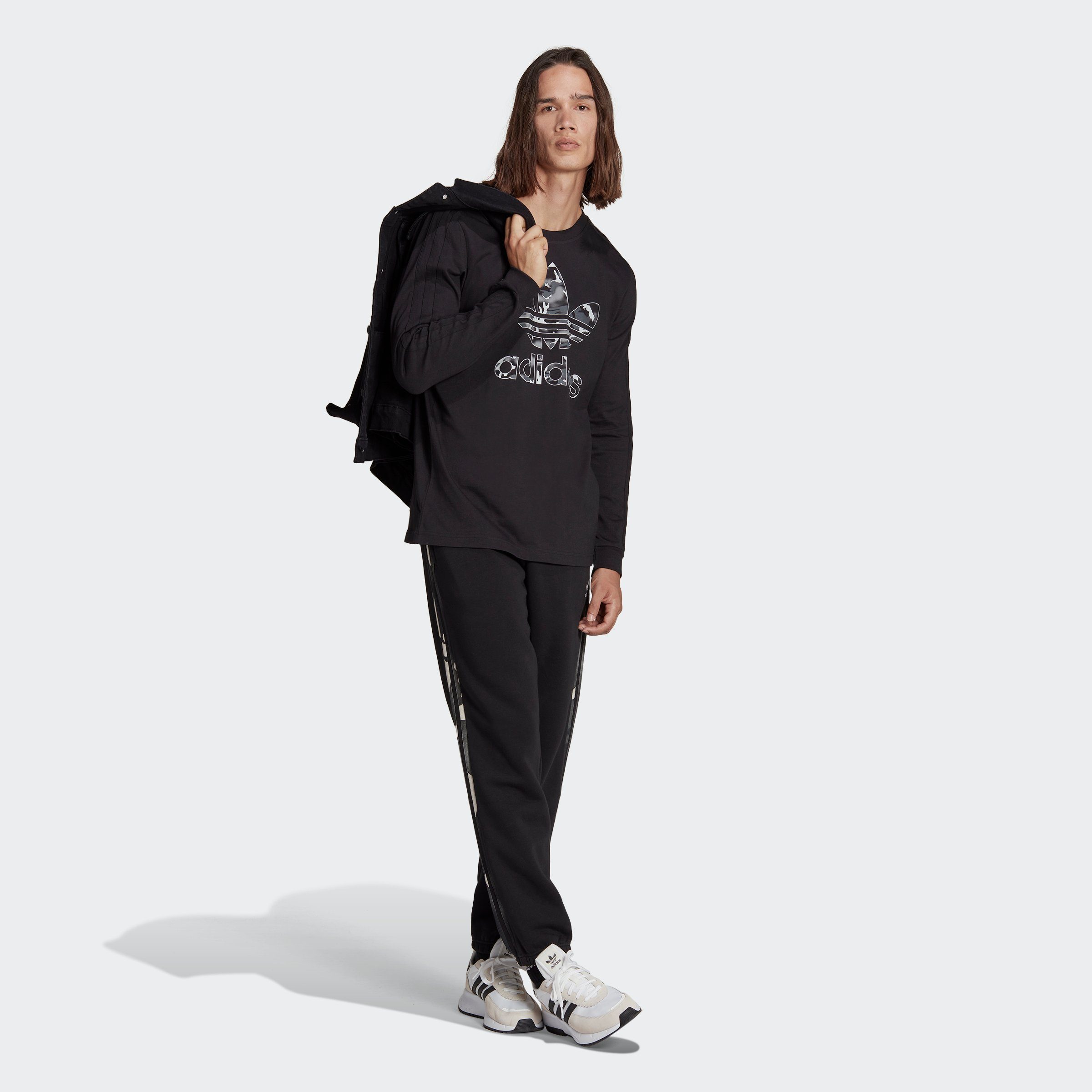 CAMO Langarmshirt adidas GRAPHICS Black STRIPE LONGSLEEVE Originals