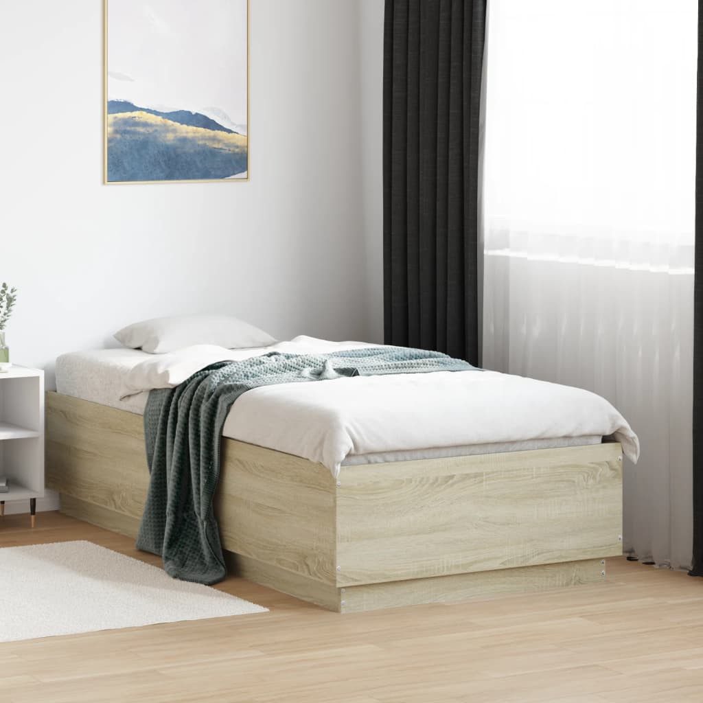 furnicato Bettgestell Sonoma-Eiche 193x78x40 cm aus Massivholz (1-tlg) günstig online kaufen