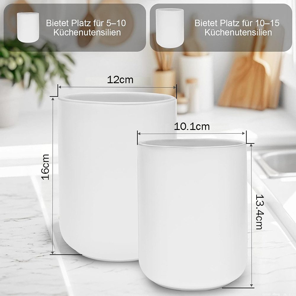 AFKSMILE Besteckhalter 2 Stück Küchenutensilienhalter, Utensilienhalter Keramik, Besteckkorb, Küchenhelfer Set, Kochutensilien-Töpfe für Spatel, Löffel, Pflanze – Bild 5 von 5