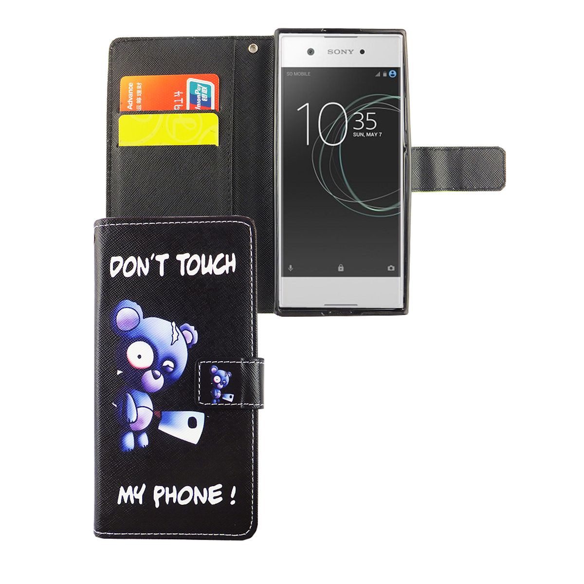 König Design Handyhülle Sony Xperia XA1, Sony Xperia XA1 Handyhülle Bookcover Schwarz