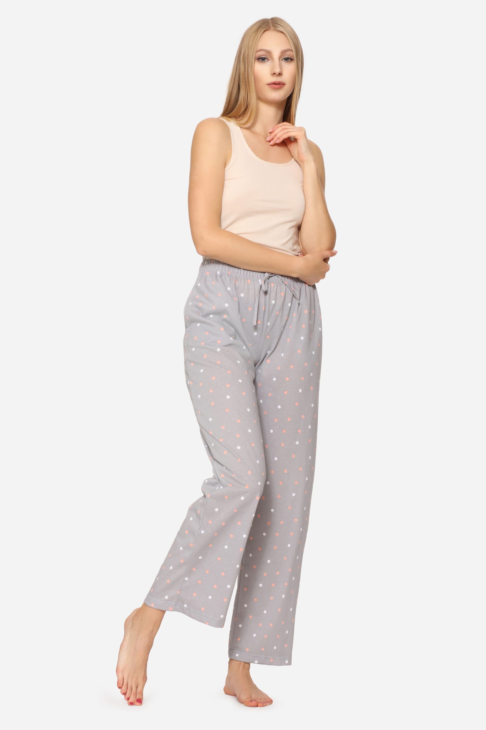 Style Merry Schlafanzugshose elastischer Grau/Punkte Damen Pyjamashorts MPP-001 (1-tlg) Bund
