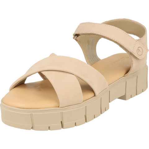 Tamaris Damen Leder Schuhe Komfort Sandalette 1-28242-20 Klett Plateausandale