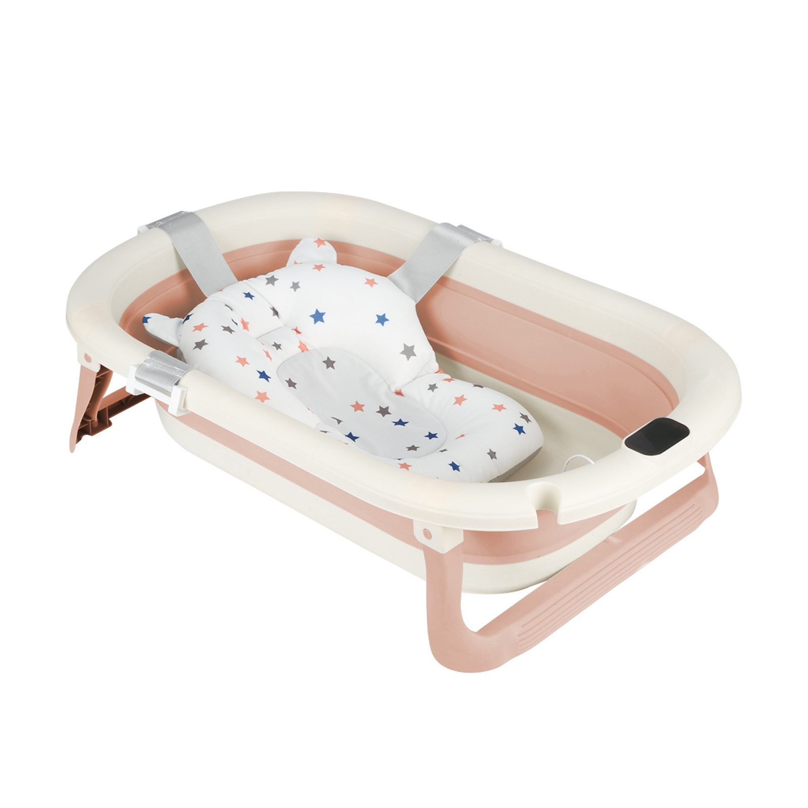 JEOBEST Babybadewanne Baby Badewanne Faltbare mit Integriertem Thermometer, Platzsparend & faltbar, Tragbare Wanne