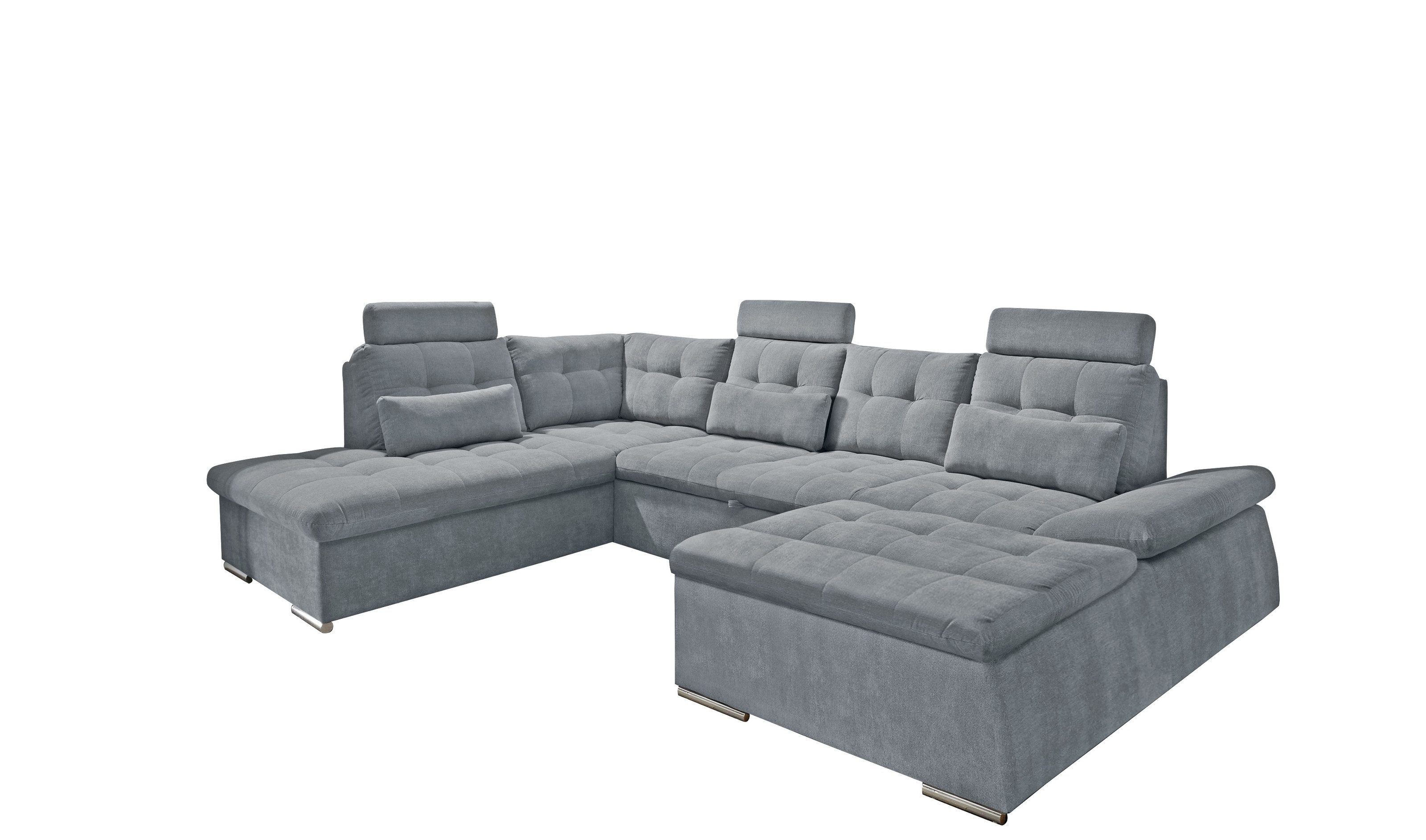 freiraum Wohnlandschaft NALO, Schlaffunktion, Kopfstützen, Bezug anthrazit - 324x103x219 (BxHxT)