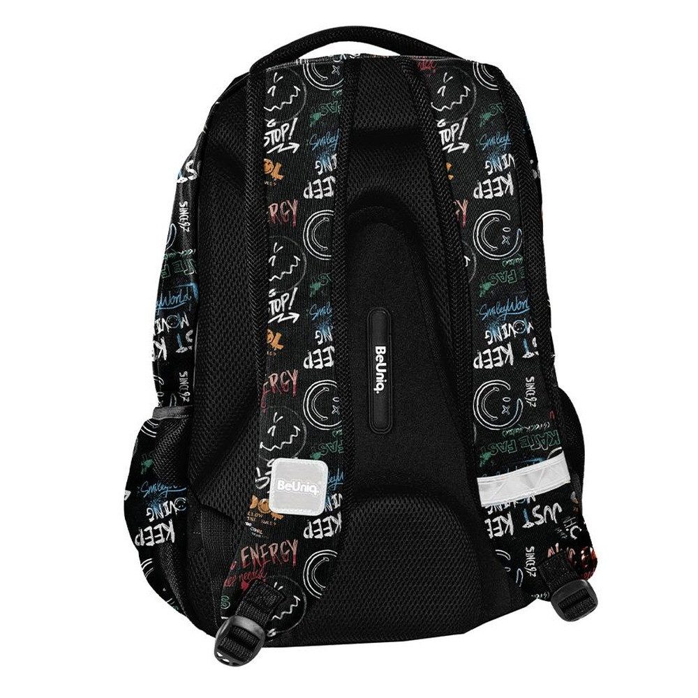 PASO Schulrucksack, Smiley – Schulrucksack Jugendliche – Schwarz