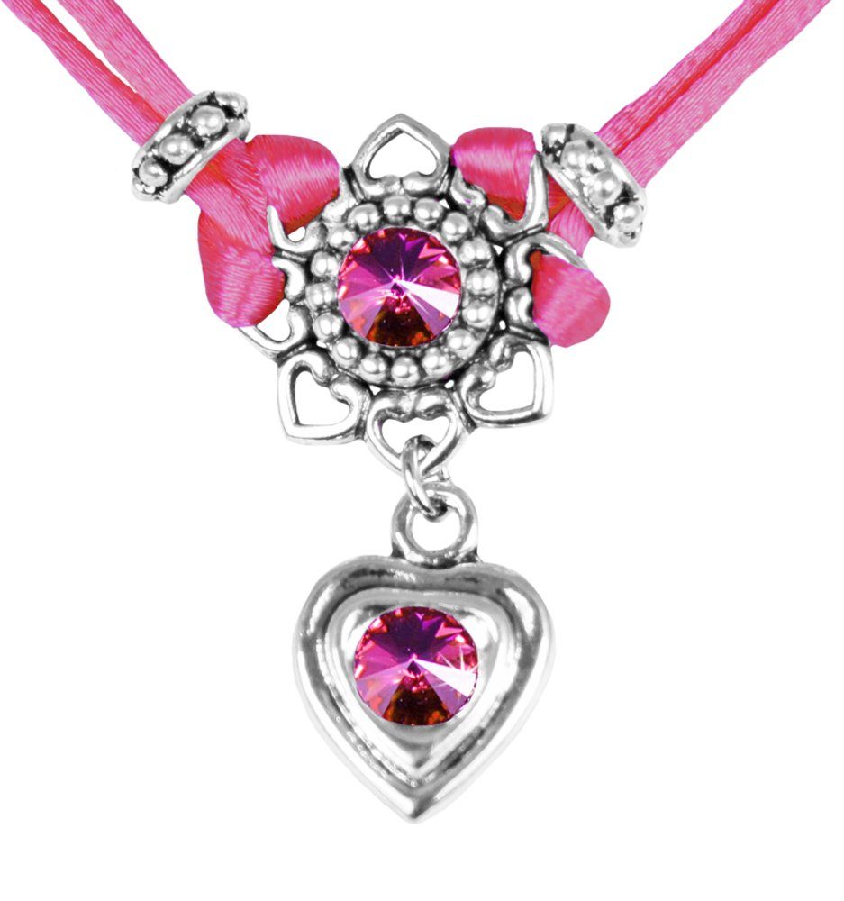 LUISIA® Kette mit Anhänger Chiara mit Herzblüte, Strassherz und Kristallen günstig online kaufen