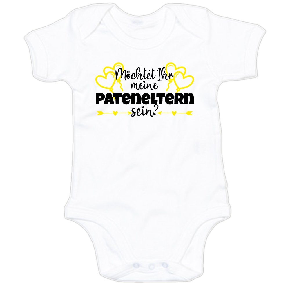 G-graphics Kurzarmbody Möchtet Ihr meine Pateneltern sein? Baby Body mit Spruch / Motiv / Aufdruck • für/von Tante & Onkel