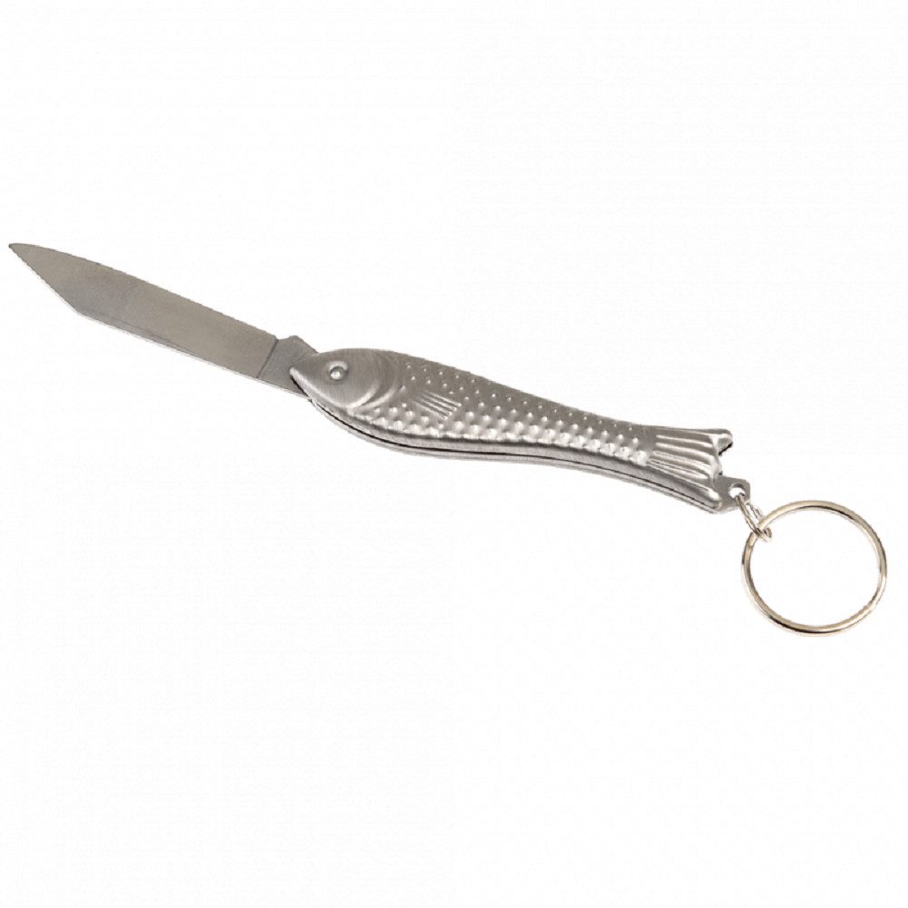 Rex London Schlüsselanhänger Fisch mit Messer (Edelstahl, 1-tlg., Schlüsselmesser), ca. 11,2 x 2,5 x 1,7 cm
