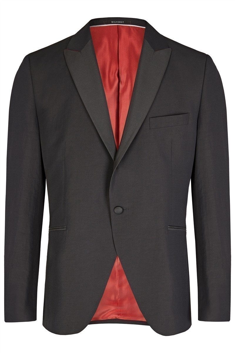 Wilvorst Sakko Wilvorst CLASSIC Herren Smokingsakko Spitzfacon Modern-Fit Schwarz