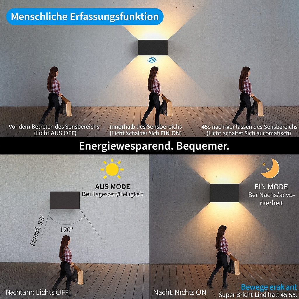 KUKAK LED Außen-Wandleuchte, LED fest integriert, verstellbarer Abstrahlwin günstig online kaufen