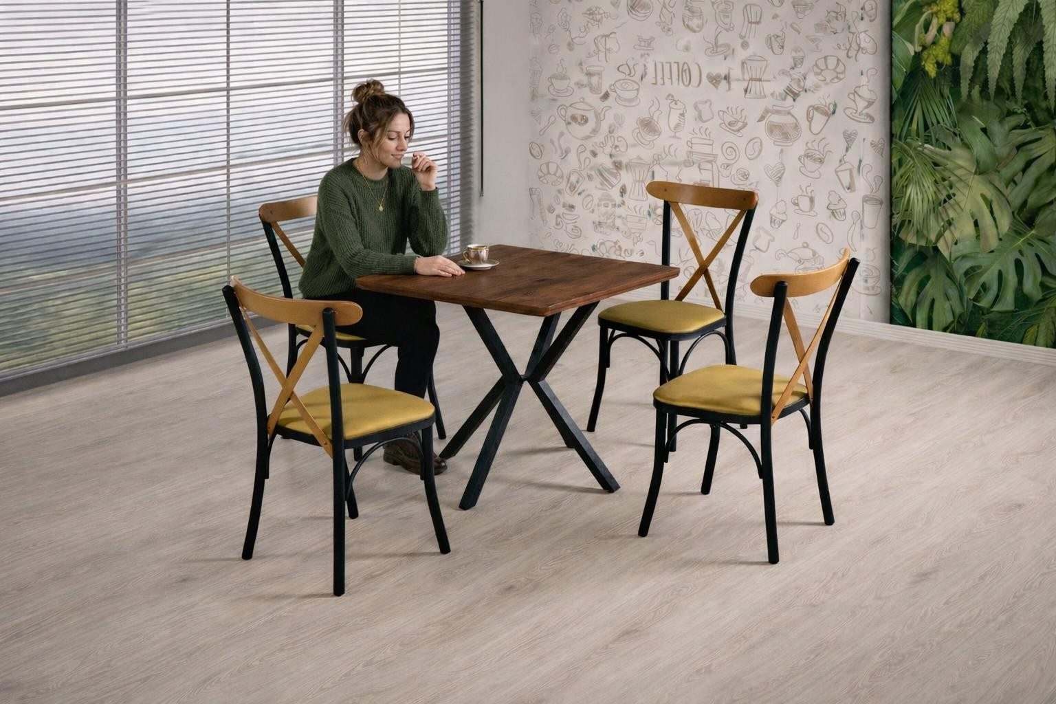 Xlmoebel Esszimmerstuhl Sechser-Set moderne Esszimmerstühle in Gelb, kompakt und bequem (6er-Set), Made in Europa