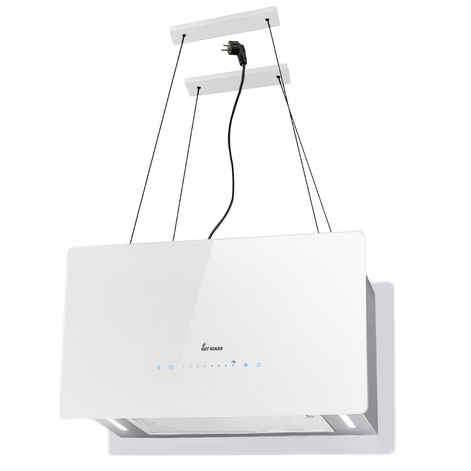 KKT KOLBE Inselhaube Dunstabzugshaube Inselhaube CUBE60-Serie 60cm Dunstabzugshaube Inselhaube CUBE60-Serie 60cm, Abzugshaube / Inselhaube / Umluft / Weiß / Glas / Touch LED / WiFi