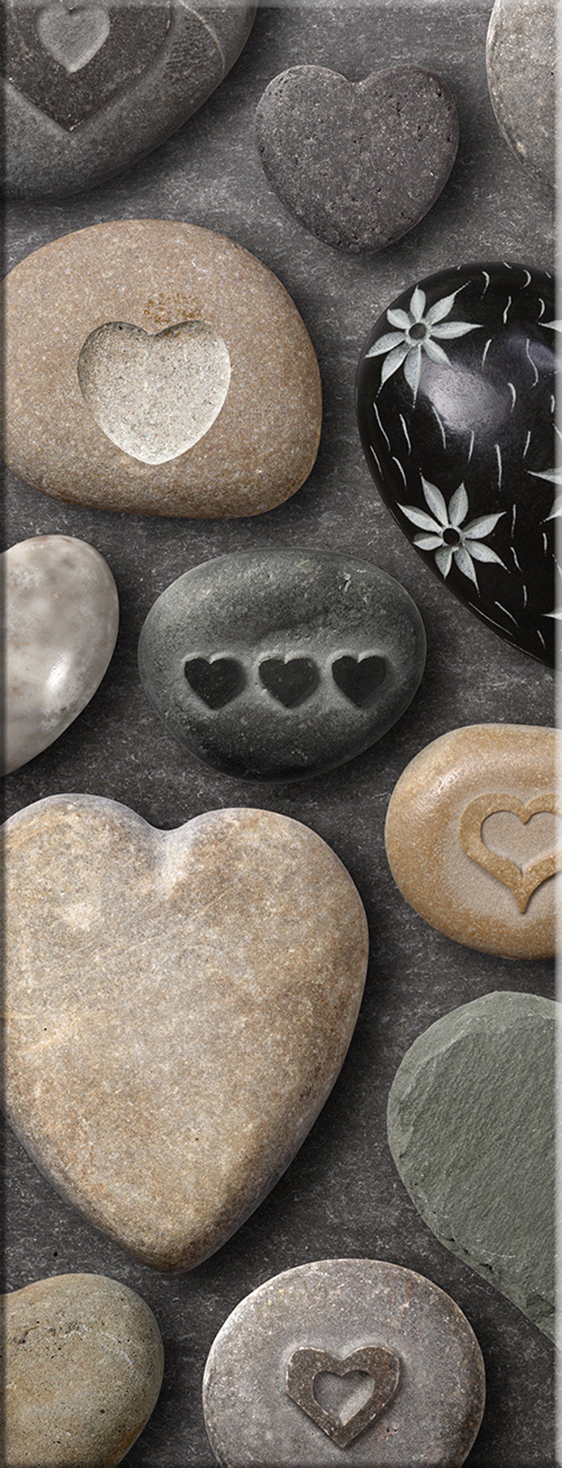 Deko, Bild graue Stein aus I Herzen artissimo Glas 30x80cm Deko: Herz Glasbild Glasbild Wohnzimmer