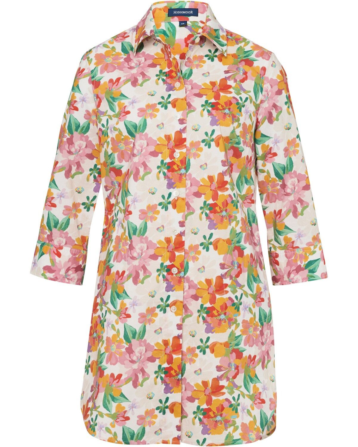 Highmoor Hemdbluse Lange Bluse mit Blumenmuster