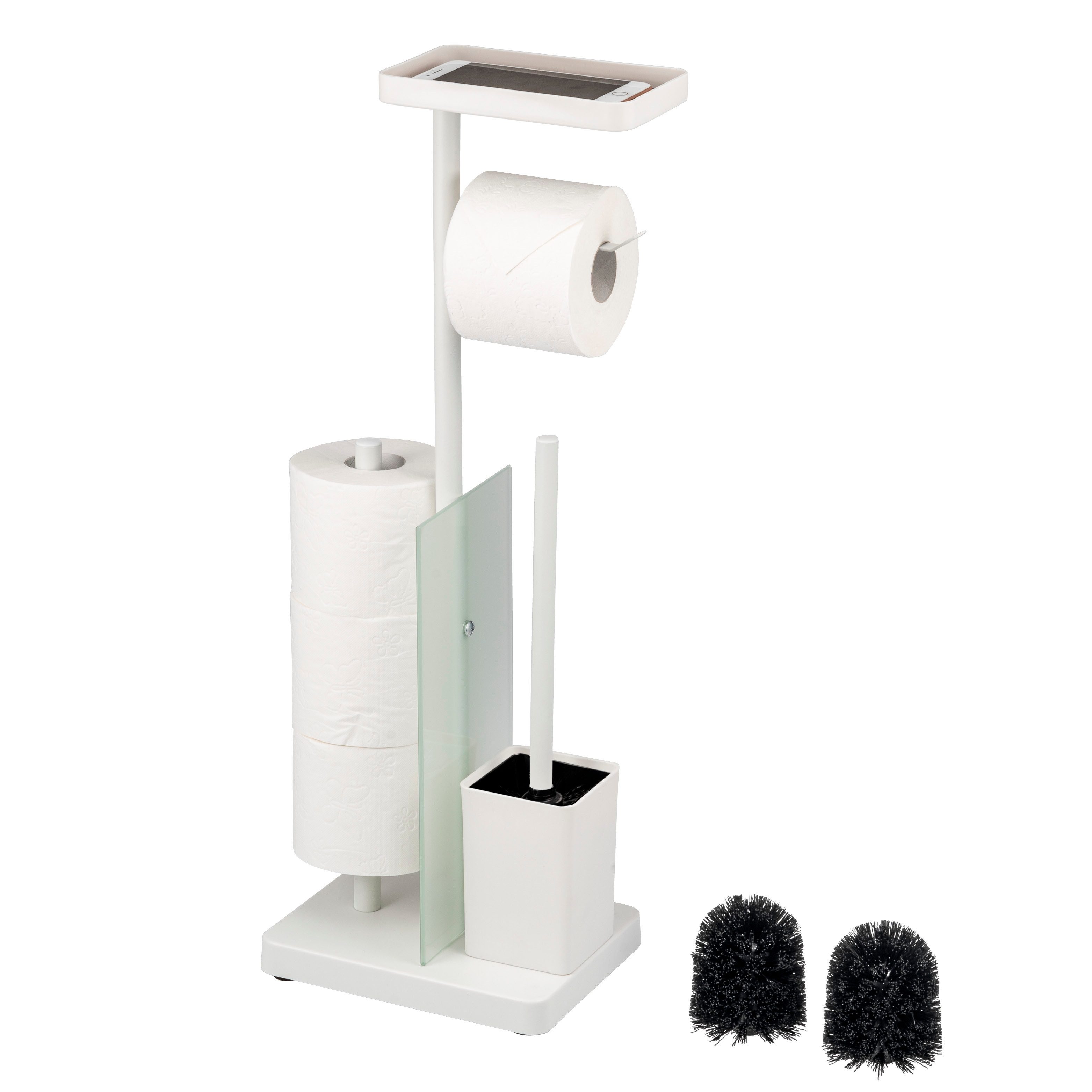 eluno WC-Garnitur 4in1, WC-Bürste, Rollenhalter schwarz günstig online kaufen
