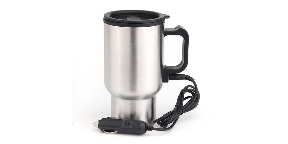 rostfreiem Tasse aus Innen Becherkörper Heizung Auto Stahl.rutschfeste TWSOUL Stahl Unterseite Kunststoff 12V 450ml Außen Becher,